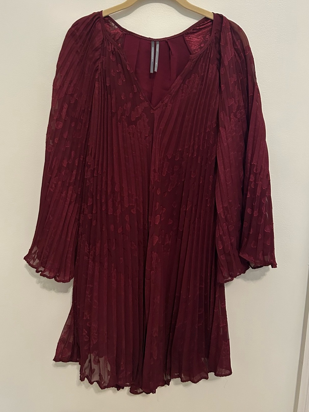 Anthropologie Women's Toulon Pleated Mini Dress in Red Wine XS
